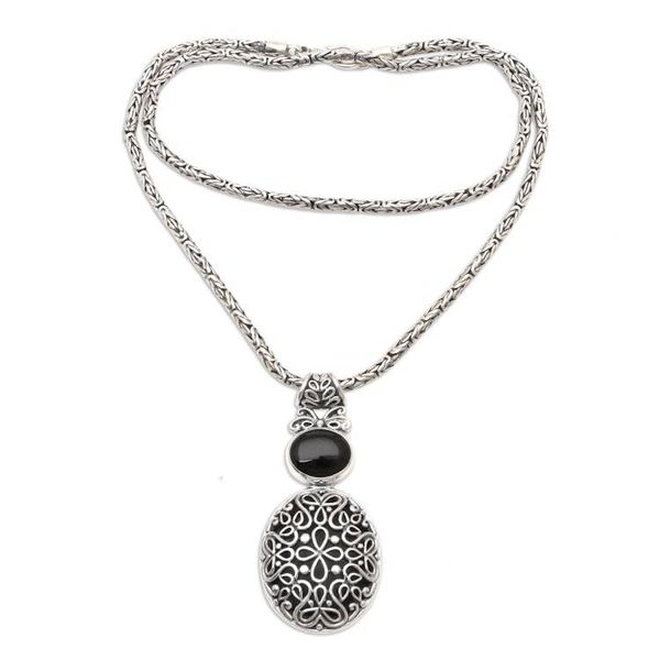 Alternate image for Balinese Sterling Necklace with Onyx Dark Shield
