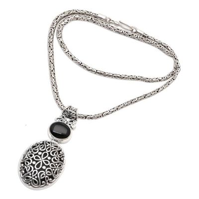 Alternate image for Balinese Sterling Necklace with Onyx Dark Shield