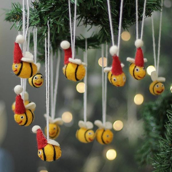 Alternate image for 12-Piece Holiday-Themed Bee-Shaped Wool Felt Ornaments Festive Bees
