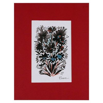 Alternate image for Impressionist Black and Blue Watercolor Painting of Flowers Watercolor Bloom