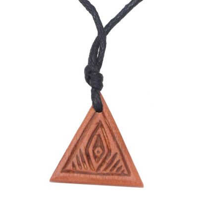 Alternate image for Mens Sawo Wood Geometric Pendant Necklace with Cotton Cord Triangular Eye