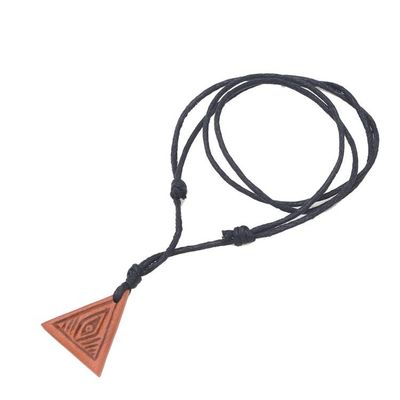 Alternate image for Mens Sawo Wood Geometric Pendant Necklace with Cotton Cord Triangular Eye