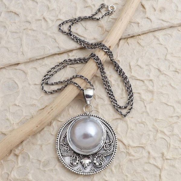 Alternate image for Hand Made Cultured Mabe Pearl Pendant Necklace Precious Find