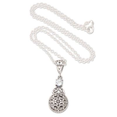 Alternate image for Artisan Crafted Blue Topaz Pendant Necklace from Bali Glacial Lake