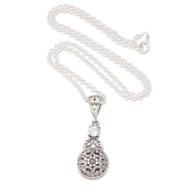 Alternate image for Artisan Crafted Blue Topaz Pendant Necklace from Bali Glacial Lake