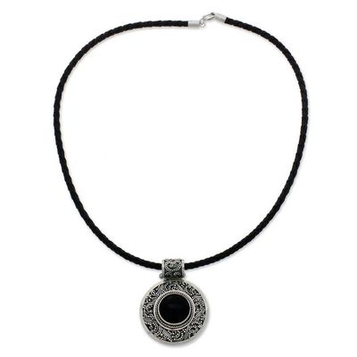 Alternate image for Indonesian Onyx Sterling Silver Pendant Necklace Midnight Beauty