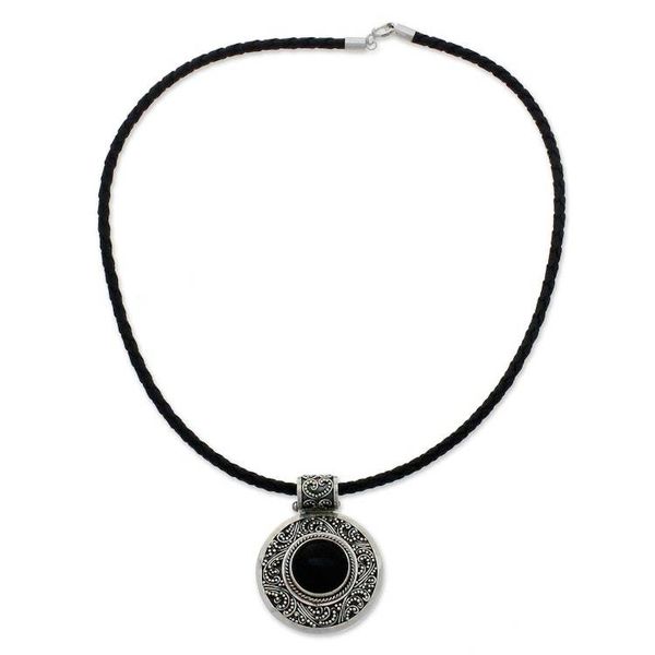 Alternate image for Indonesian Onyx Sterling Silver Pendant Necklace Midnight Beauty