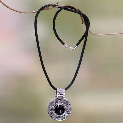 Alternate image for Indonesian Onyx Sterling Silver Pendant Necklace Midnight Beauty