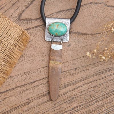 Alternate image for Bamboo and Turquoise Silver Necklace Bamboo Island