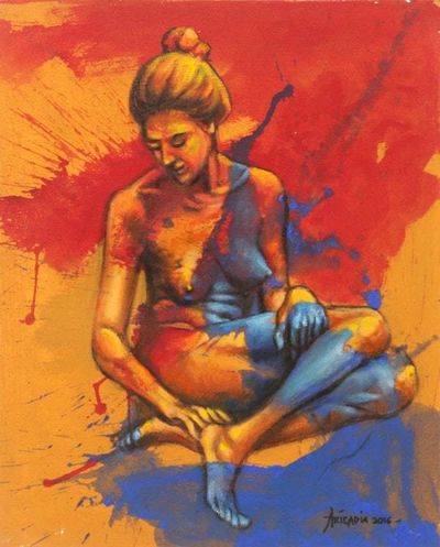 Primary image for Signed Javanese Figure Painting on Canvas Inner Beauty