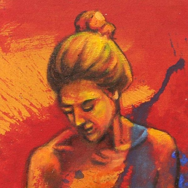Alternate image for Signed Javanese Figure Painting on Canvas Inner Beauty