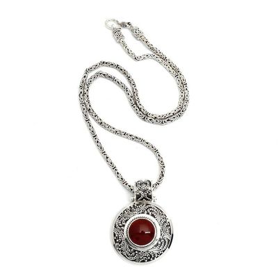 Primary image for Sterling Silver and Carnelian Necklace from Indonesia Luxury
