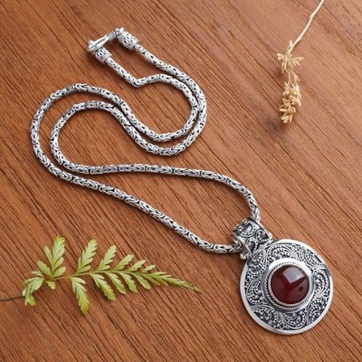 Alternate image for Sterling Silver and Carnelian Necklace from Indonesia Luxury