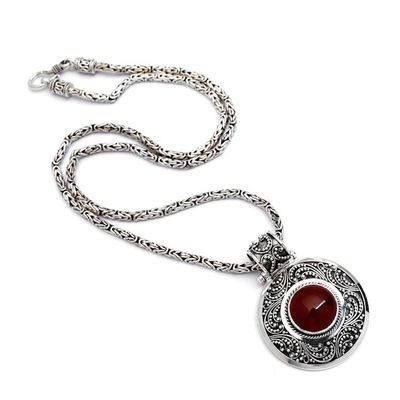 Alternate image for Sterling Silver and Carnelian Necklace from Indonesia Luxury