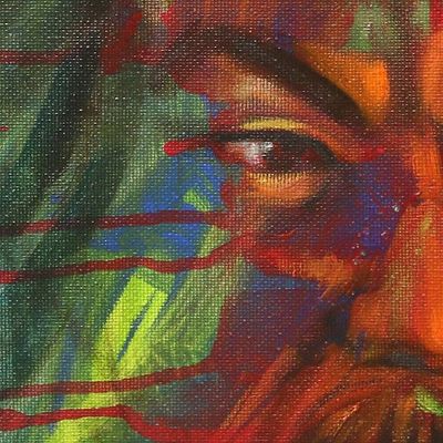 Alternate image for Expressionist Oil and Acrylic Painting on Canvas The Man Named Genghis Khan