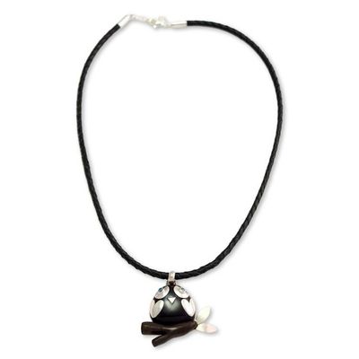 Alternate image for Handcrafted Owl Pendant Necklace with Blue Topaz Eyes Clever Owl