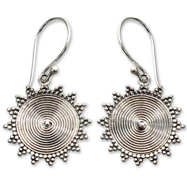 Alternate image for Sterling Silver Dangle Earrings from Indonesia Purnama Sun