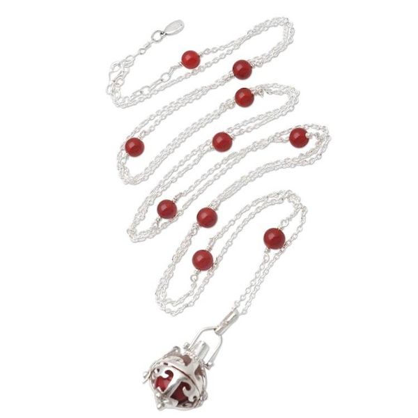Alternate image for Silver Carnelian and Garnet Long Harmony Ball Necklace Happy Chime
