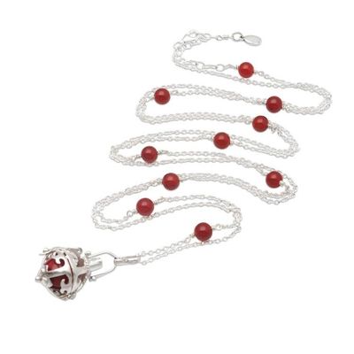 Alternate image for Silver Carnelian and Garnet Long Harmony Ball Necklace Happy Chime