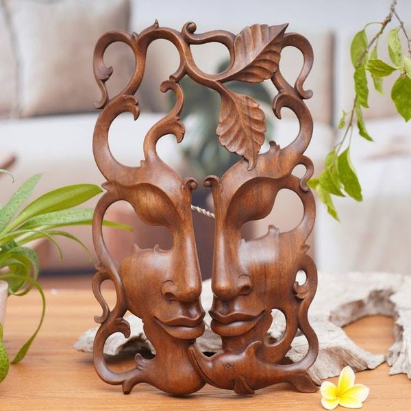 Alternate image for Handcrafted Wood Decor Wall Mask from Bali Three Good Relationships