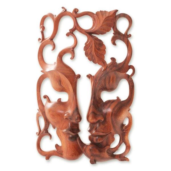 Alternate image for Handcrafted Wood Decor Wall Mask from Bali Three Good Relationships