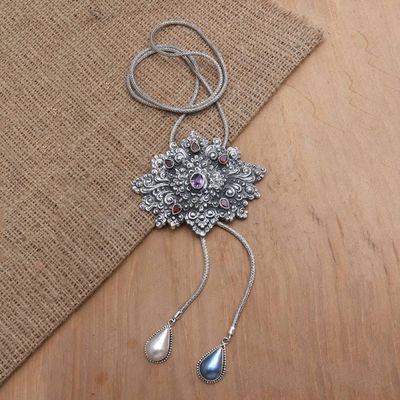 Primary image for Balinese Garnet and Cultured Pearl Pendant Necklace Brightest Dream