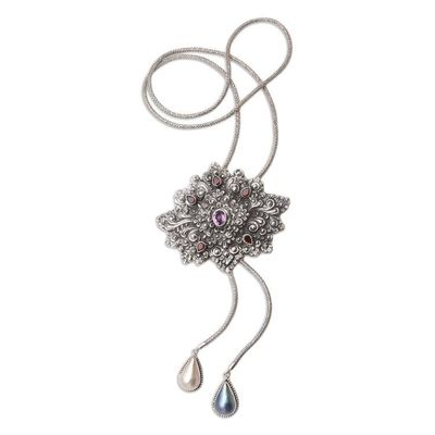 Alternate image for Balinese Garnet and Cultured Pearl Pendant Necklace Brightest Dream