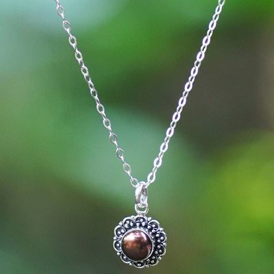 Primary image for Cultured Pearl and Sterling Silver Floral Pendant Necklace Summer Bloom