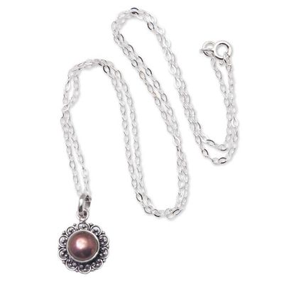 Alternate image for Cultured Pearl and Sterling Silver Floral Pendant Necklace Summer Bloom