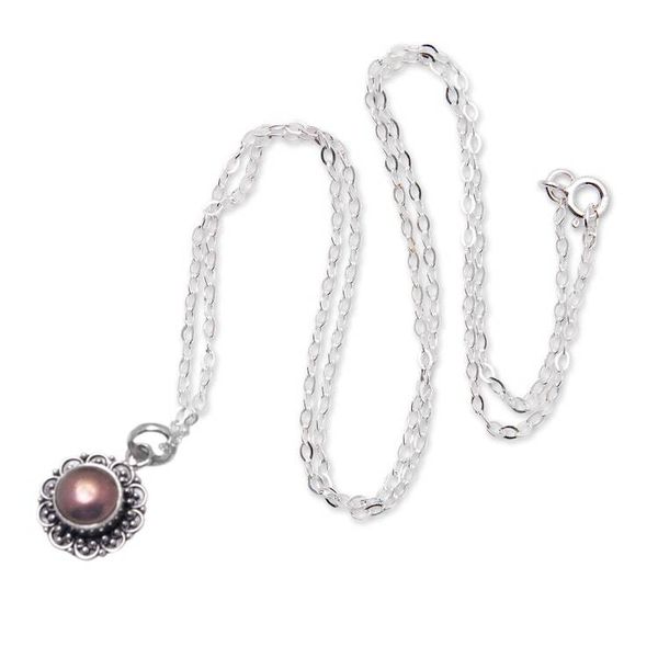 Alternate image for Cultured Pearl and Sterling Silver Floral Pendant Necklace Summer Bloom