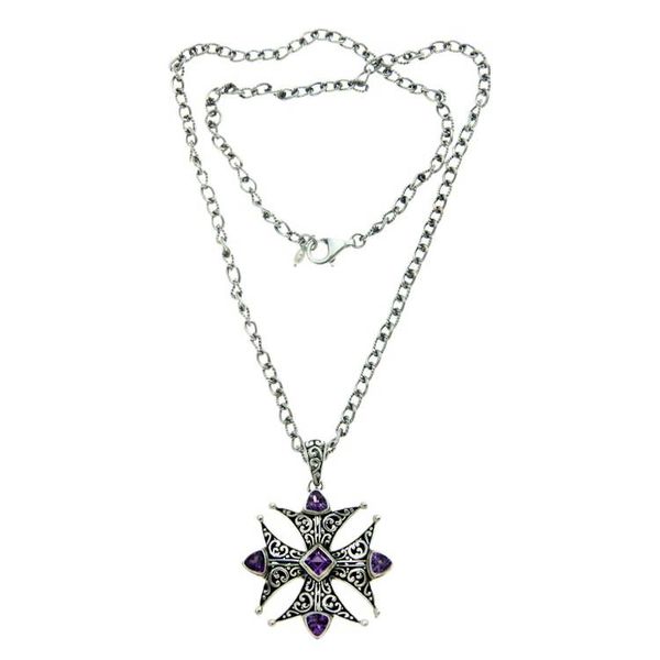 Alternate image for Amethyst pendant necklace Maltese Cross