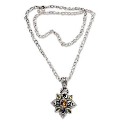 Alternate image for Peridot and citrine pendant necklace Jasmine Shield
