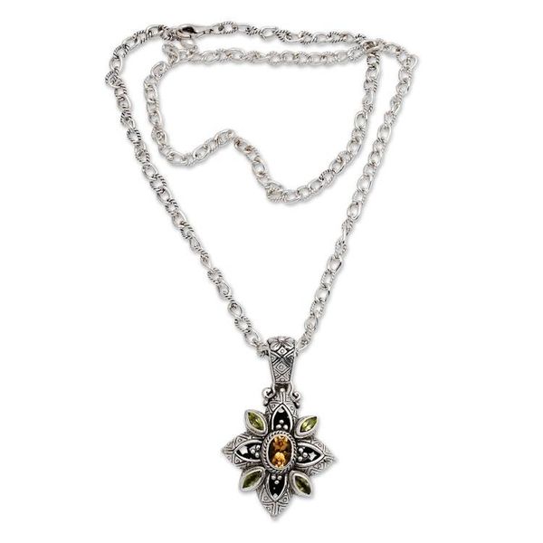 Alternate image for Peridot and citrine pendant necklace Jasmine Shield