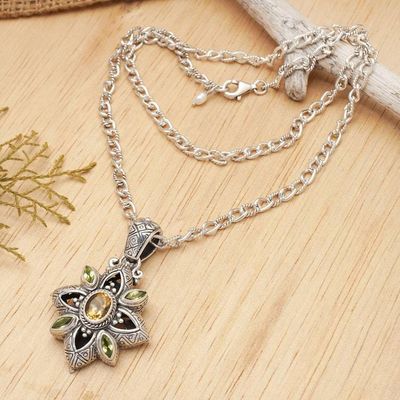 Alternate image for Peridot and citrine pendant necklace Jasmine Shield