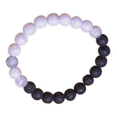 Alternate image for Ceramic and Lava Stone Beaded Stretch Bracelet from Bali Mesmerizing Contrast