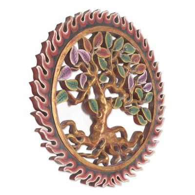Alternate image for Handmade Suar Wood Relief Panel from Bali Lush Banyan