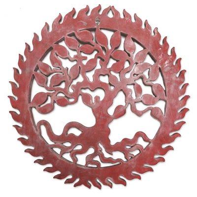 Alternate image for Handmade Suar Wood Relief Panel from Bali Lush Banyan