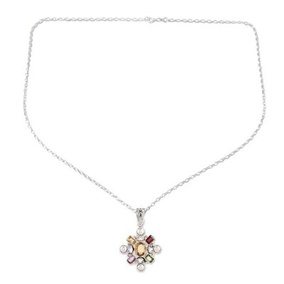 Alternate image for Multi-Gemstone Pendant Necklace Crafted in India Alluring Style