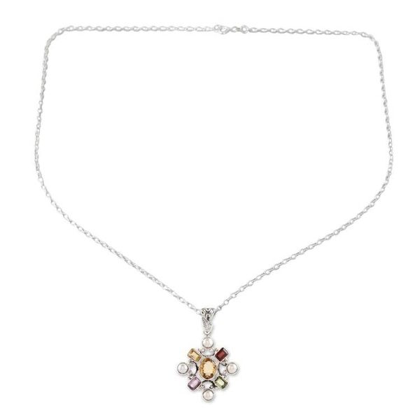 Alternate image for Multi-Gemstone Pendant Necklace Crafted in India Alluring Style