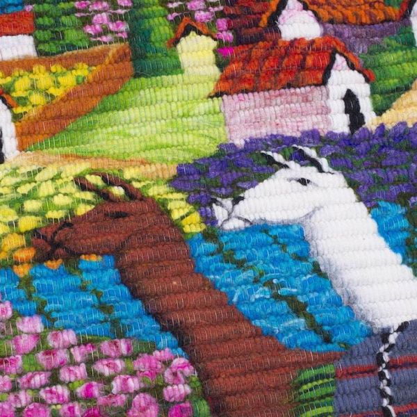 Alternate image for Hand Woven Wool Tapestry Harvesting Flowers