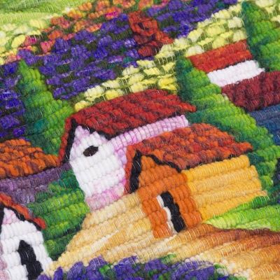 Alternate image for Hand Woven Wool Tapestry Harvesting Flowers