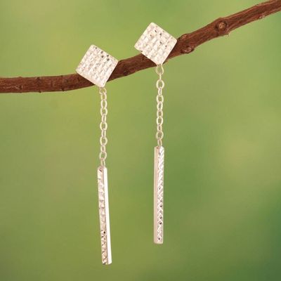 Alternate image for Sterling Silver Dangle Earrings with Geometric Theme Contemporary Beauty