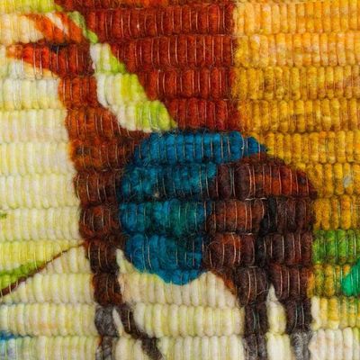 Alternate image for Colorful Handwoven Andean Village Scene Wool Wall Tapestry Andean Village