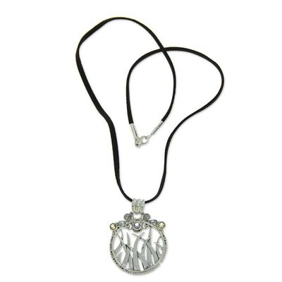 Alternate image for Handcrafted Silver Necklace with Citrine and Amethyst Sea Anemone
