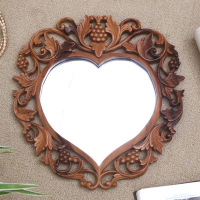 Primary image for Heart-Shaped Suar Wood Wall Mirror Summer Love