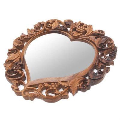 Alternate image for Heart-Shaped Suar Wood Wall Mirror Summer Love