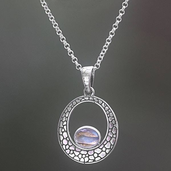 Alternate image for Sterling Silver Labradorite Pendant Necklace from Indonesia Stone of Love