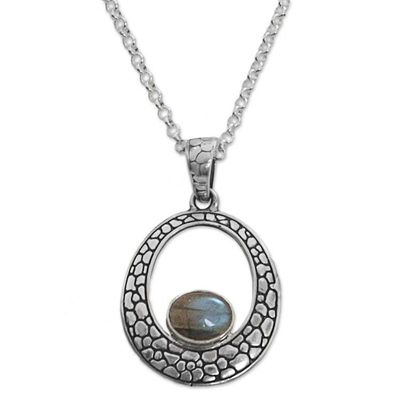Alternate image for Sterling Silver Labradorite Pendant Necklace from Indonesia Stone of Love
