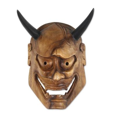 Alternate image for Balinese-Made Hand-Carved Suar Wood Mask of Ancient Devil Ancient Mischief