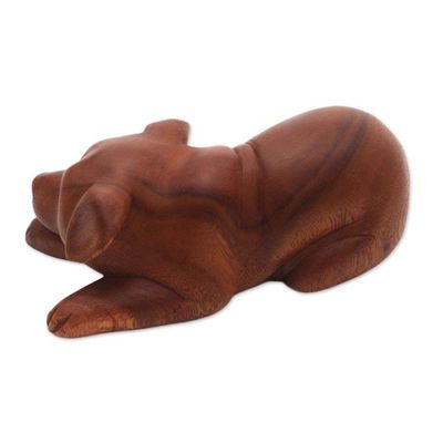 Alternate image for Hand-Carved Suar Wood Dog Sculpture from Bali Good Boy